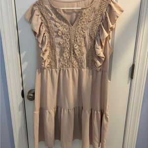 SHEIN Curve Elegant Beige Dress